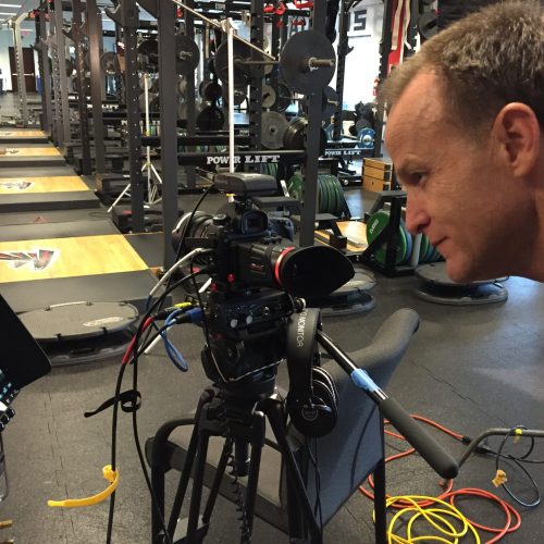 Filming content for NFL team