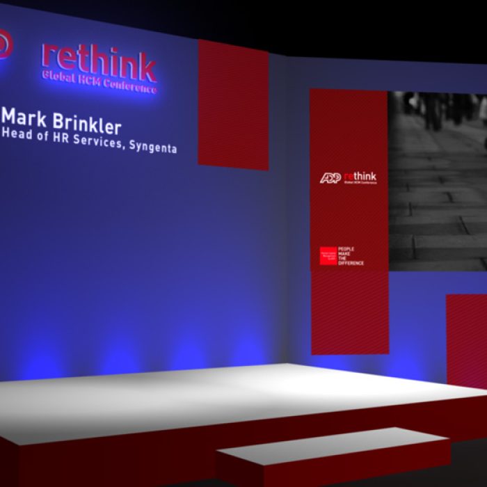 Paris 1. concept stage render to show integrated lighting effects with projection screen