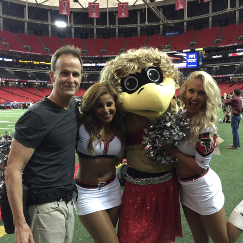 Production with Mascot and Cheerleaders